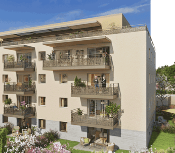 Résidence moderne avec extérieurs privatifs proche de Genève. 