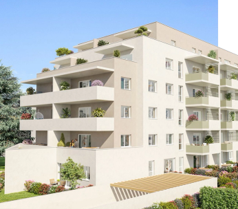 Résidence avec balcons et jardins, entouré de verdure. Proche de Grenoble.