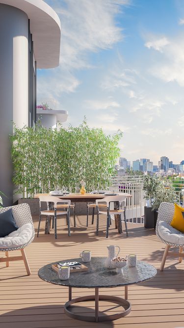 résidence immobilier neuf cogedim Clichy Hauts de Seine vue terrasse
