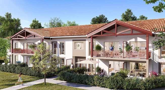 Maison de style méditerranéen avec façade rose et terrasse, entourée de jardinage paysager.